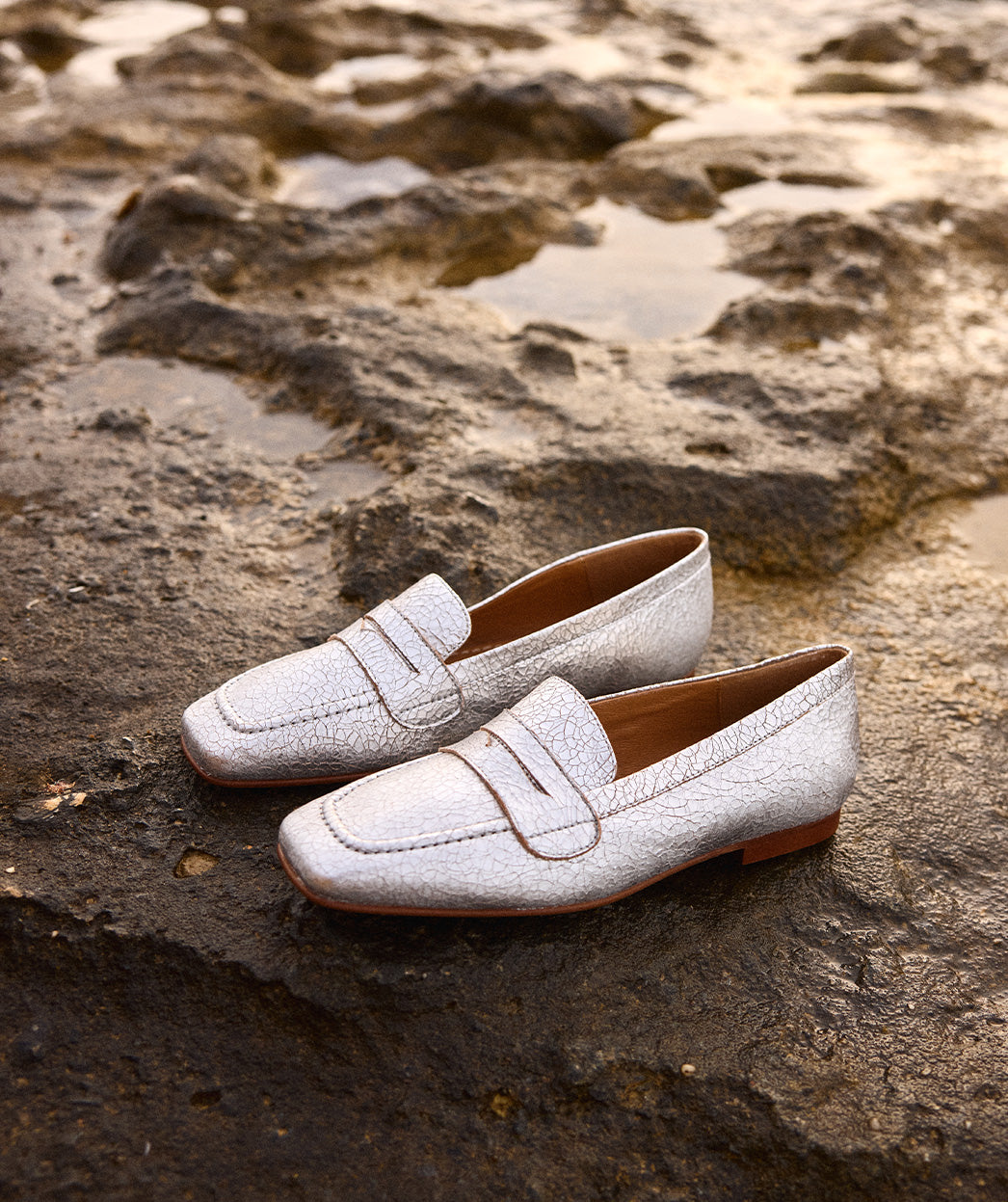 Mocasín metalizado plateado Pedro Miralles