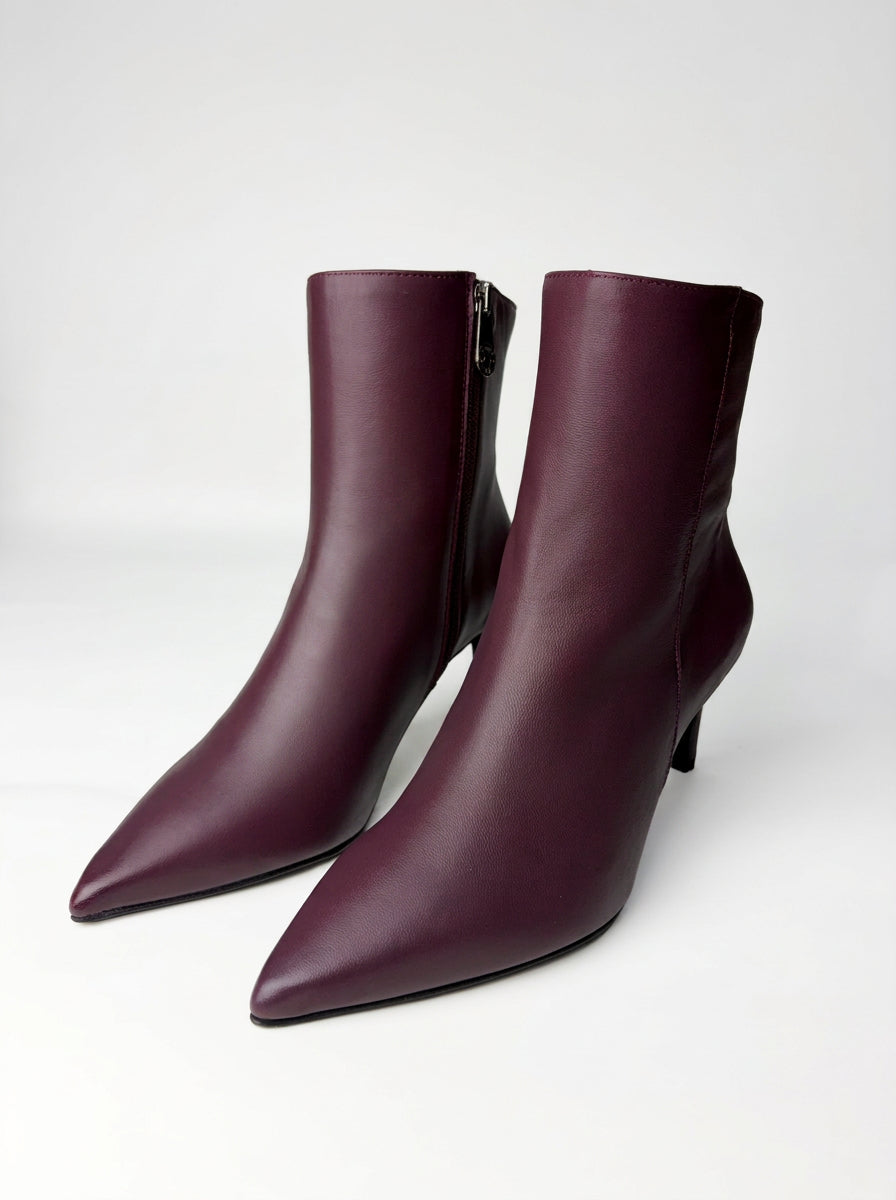 Spitze Lederstiefelette in Bordeaux